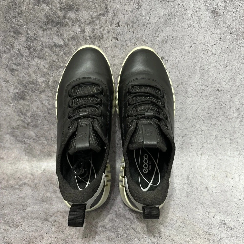 ECCO Gruuv Sneaker Womens 5-5.5 Black Leather Walking Comfort 218203 Low Top